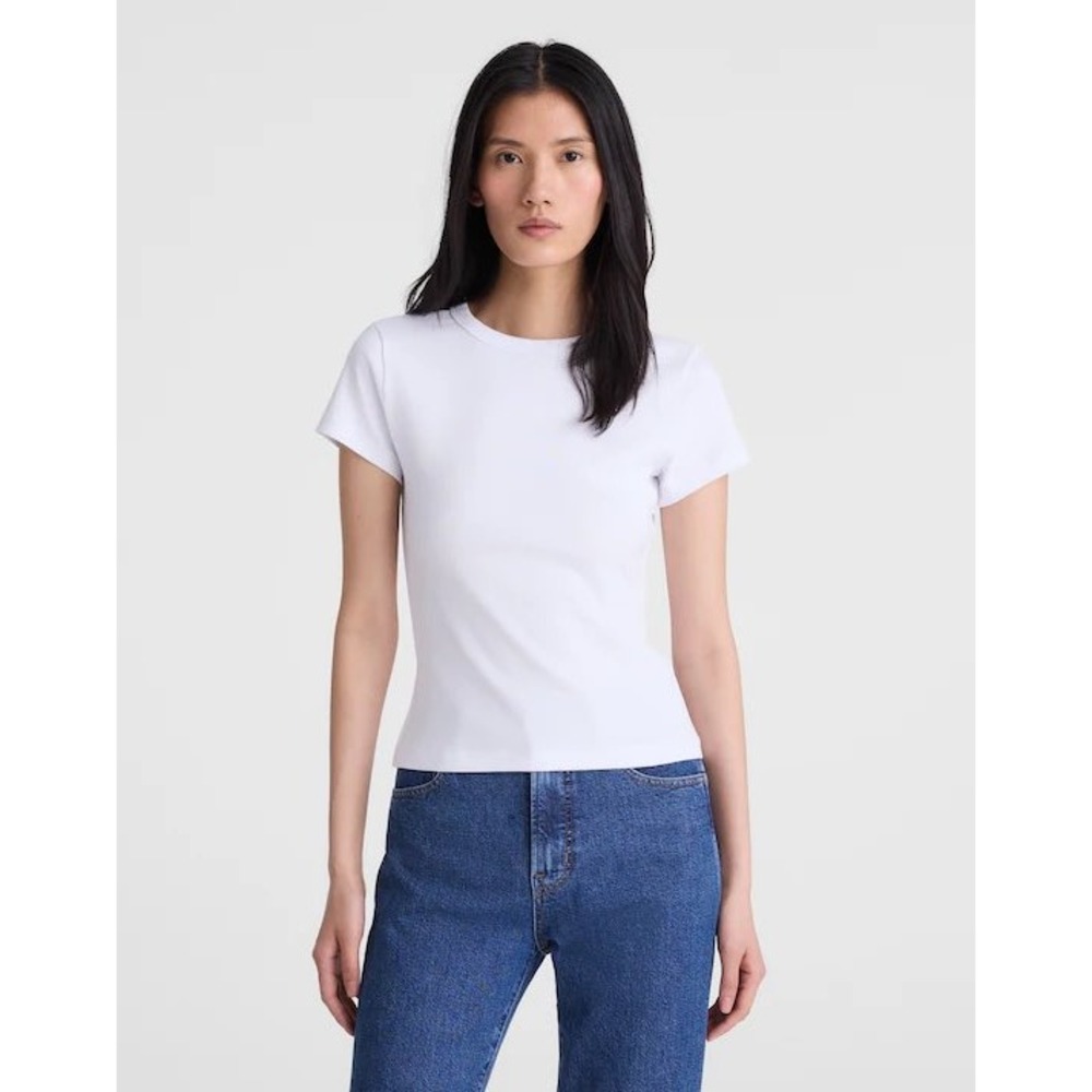 Madewell White The '90s Crewneck Tee in Compact Cotton 100% NY932 Womens XS NEW